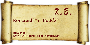 Korcsmár Bodó névjegykártya